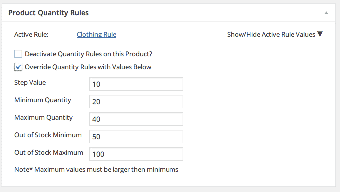 manual override quantity rules.